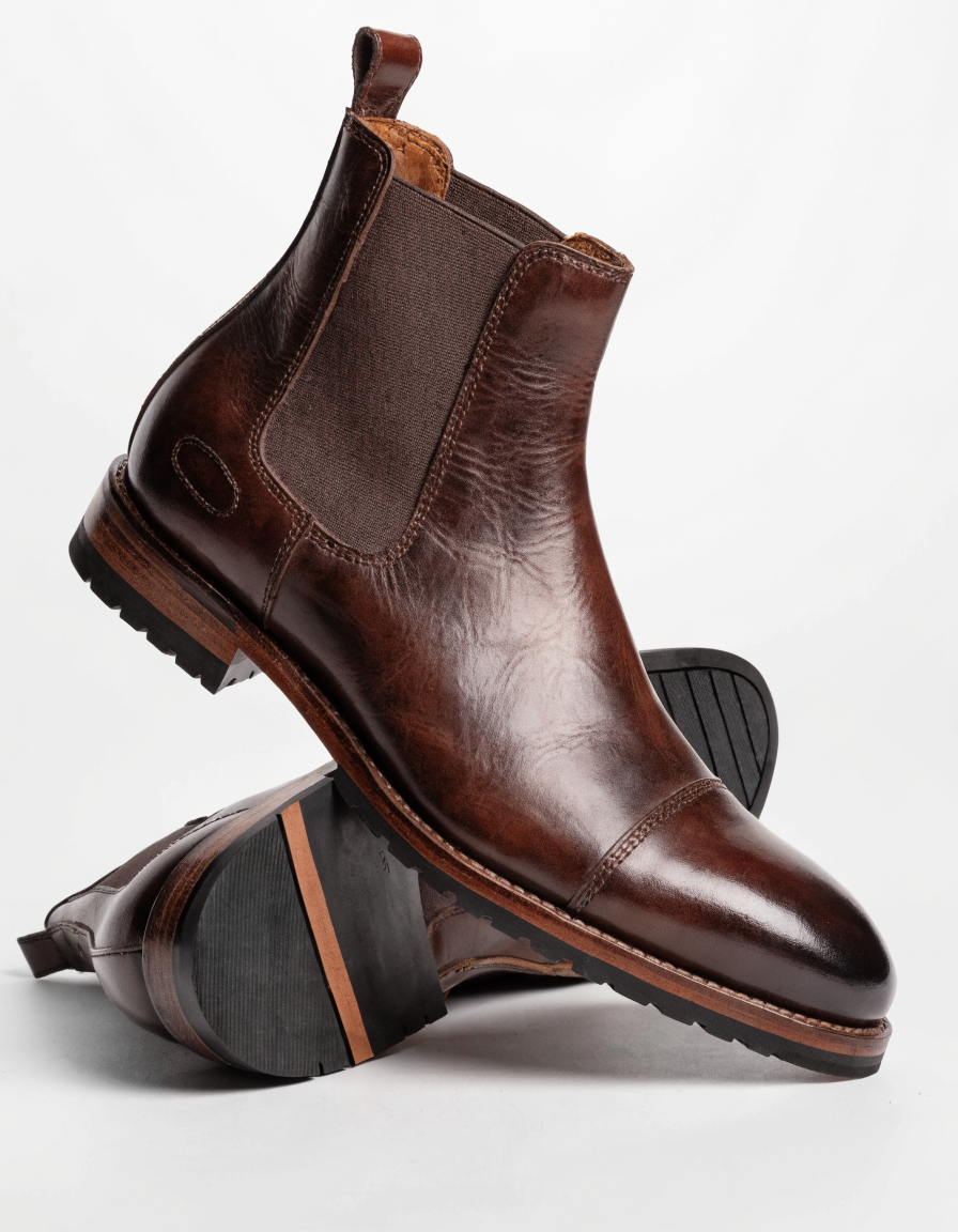 Botín Chelsea IMAC de hombre en piel marrón