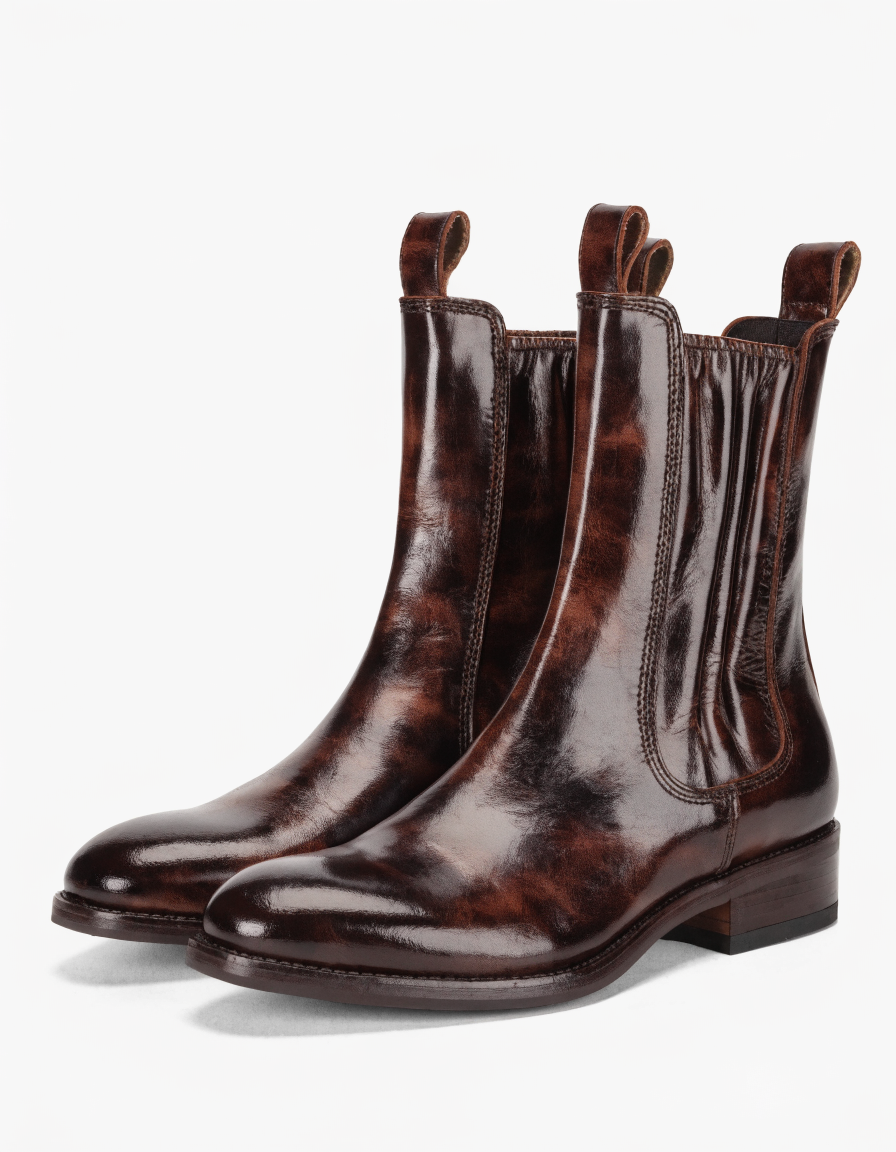 Botín IMAC de mujer en cuero marrón con cremallera lateral