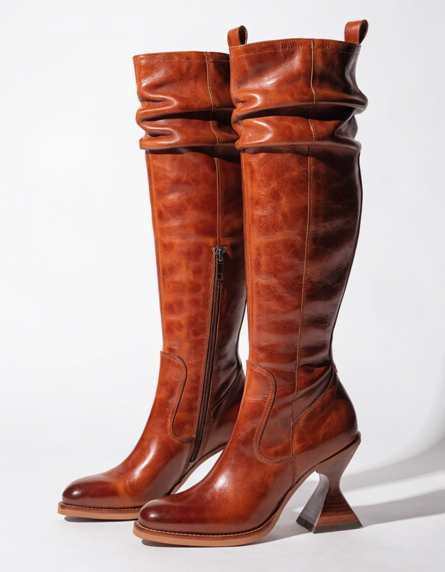 Bota alta IMAC de mujer en piel negra con forro cálido