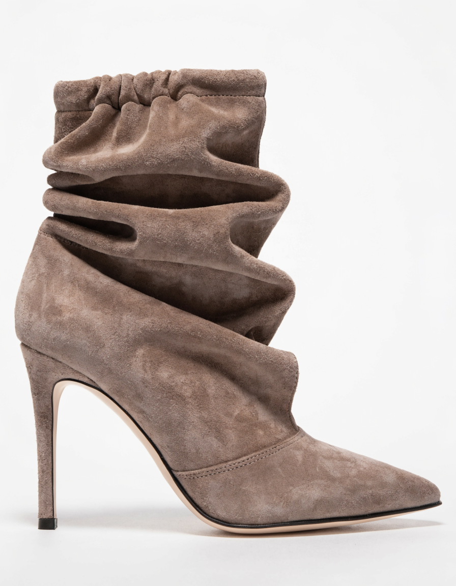 Botín IMAC de mujer en ante burdeos con tacón bajo